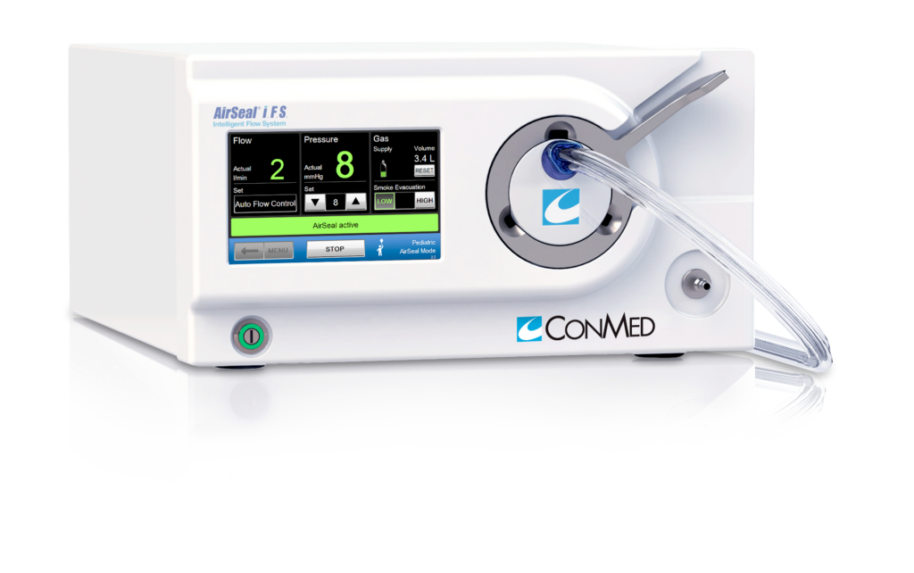 AirSeal 3 in 1 insufflation system that is used to maintain a low and stable pneumoperitoneal pressure during laparoscopic surgery